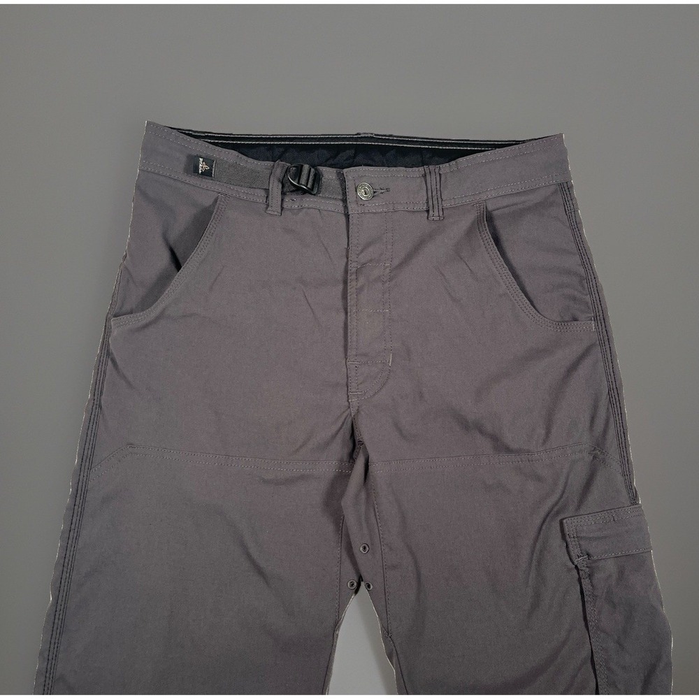 PrAna Mens Stretch Zion Hiking Cargo Pants Small 34 Long Charcoal Gray Roll Up